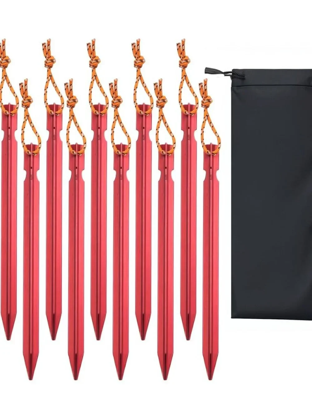 12 Pack Tent Stakes, 7-inch Ultralight Aluminum Ground Pegs with Reflective Pull